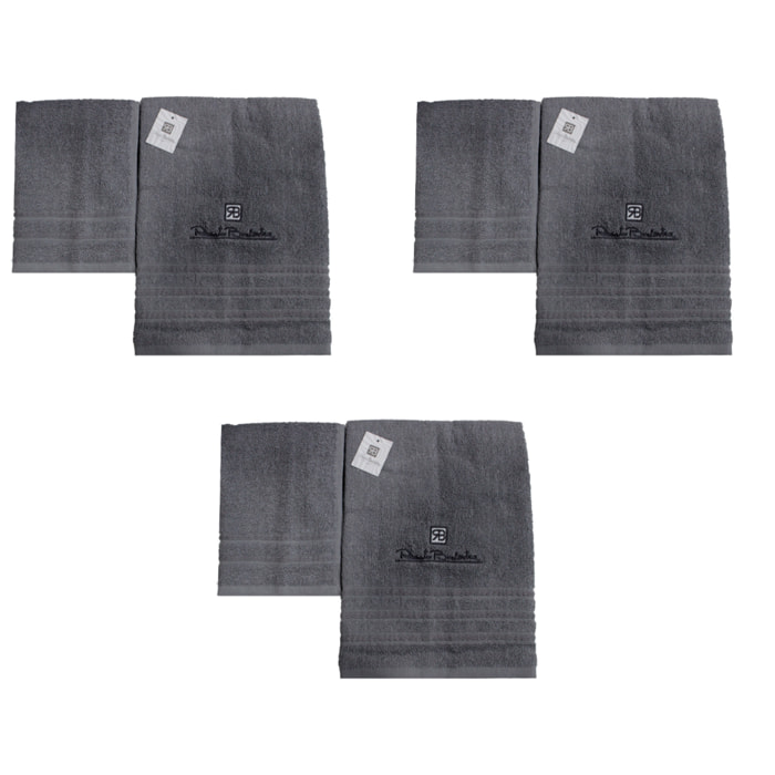 Renato Balestra 3 Set di 2 Asciugamani da bagno (1 viso e 1 bidet) Grigio Scuro