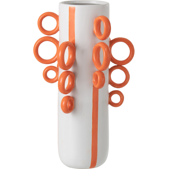 J-Line Pot décoratif Anneaux - céramique - blanc/orange