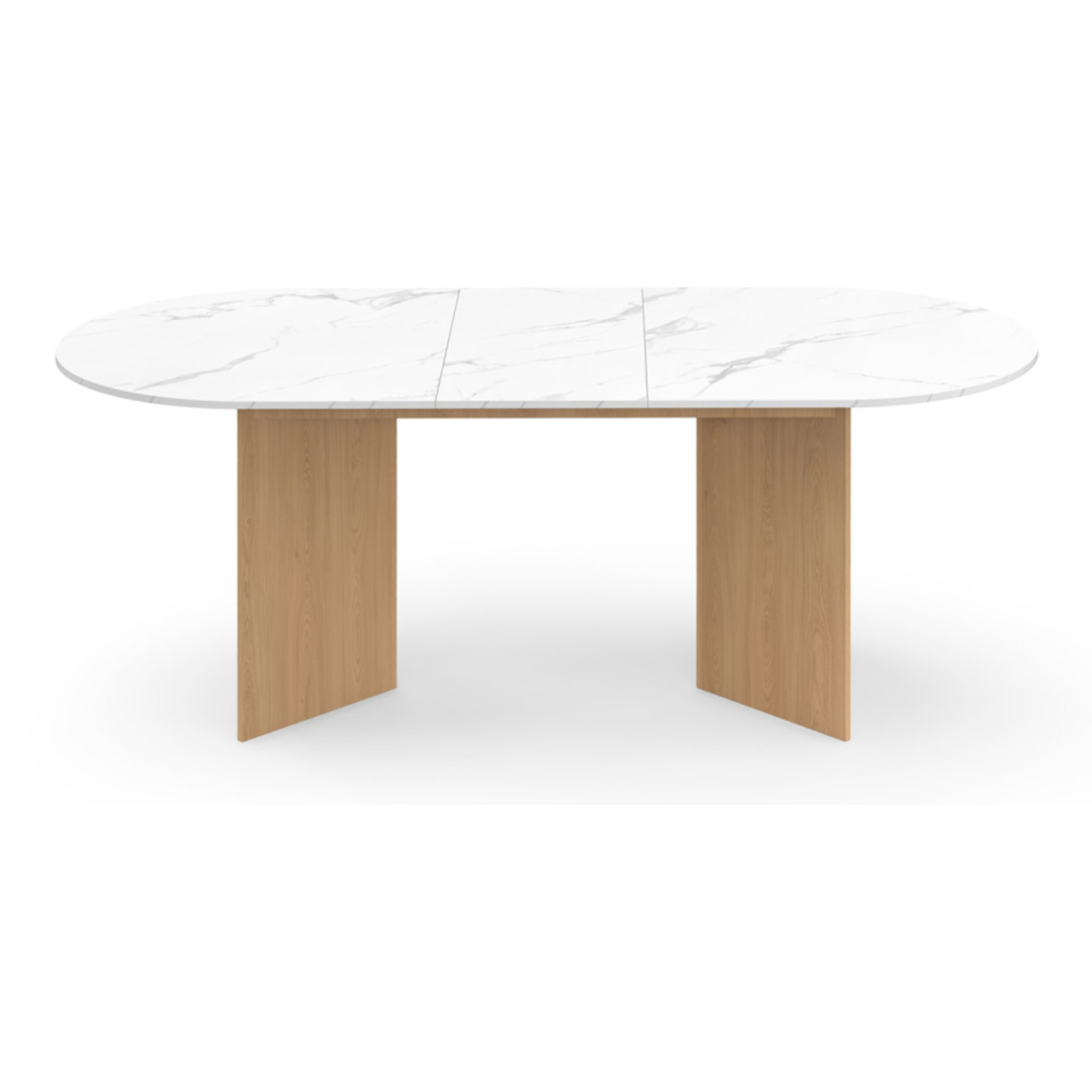 Table à manger extensible Gabin effet marbre blanc et pieds design 160-200cm