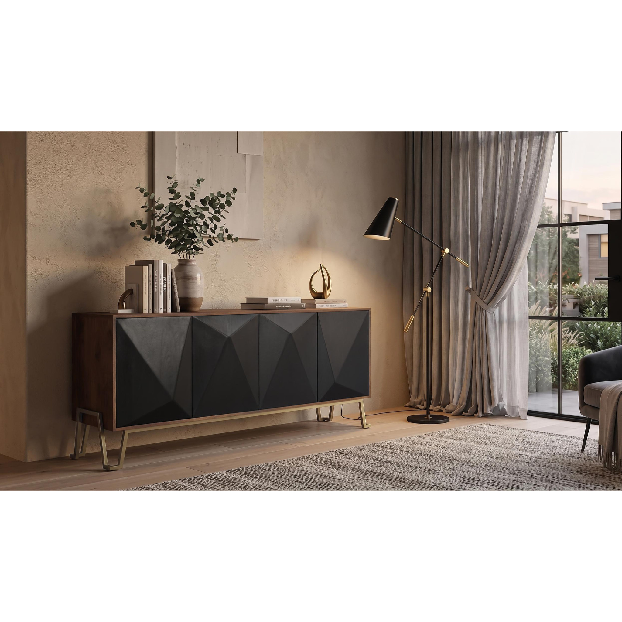 Aparador de Madera de Mango Estilo Moderno Contemporáneo