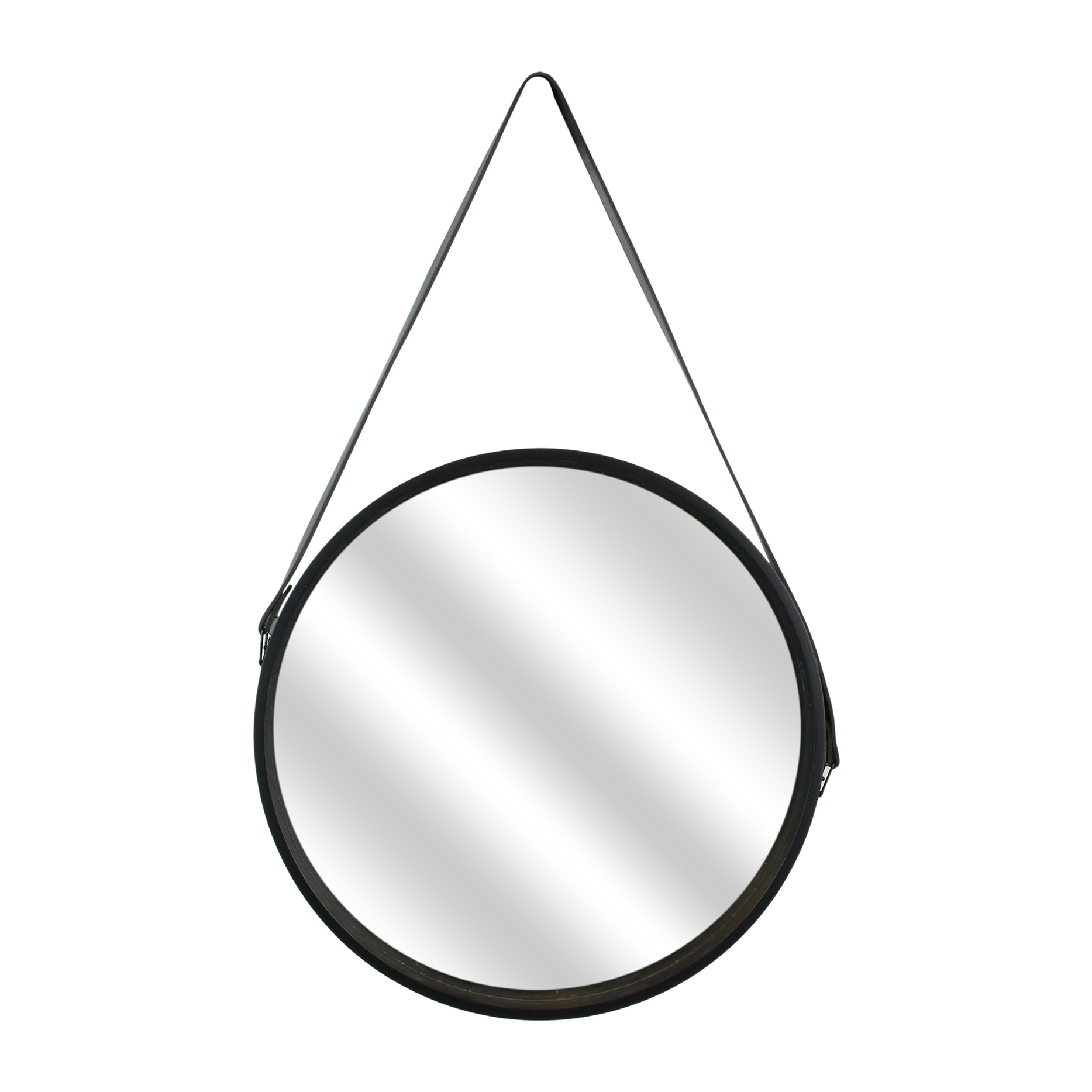 Miroir Rond Avec Anse Pu Noir 40cm