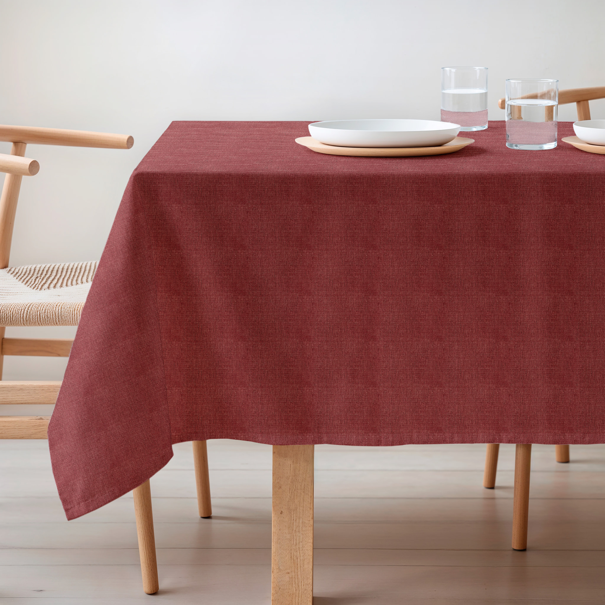 Nappe jacquard unie antitache Indra Red