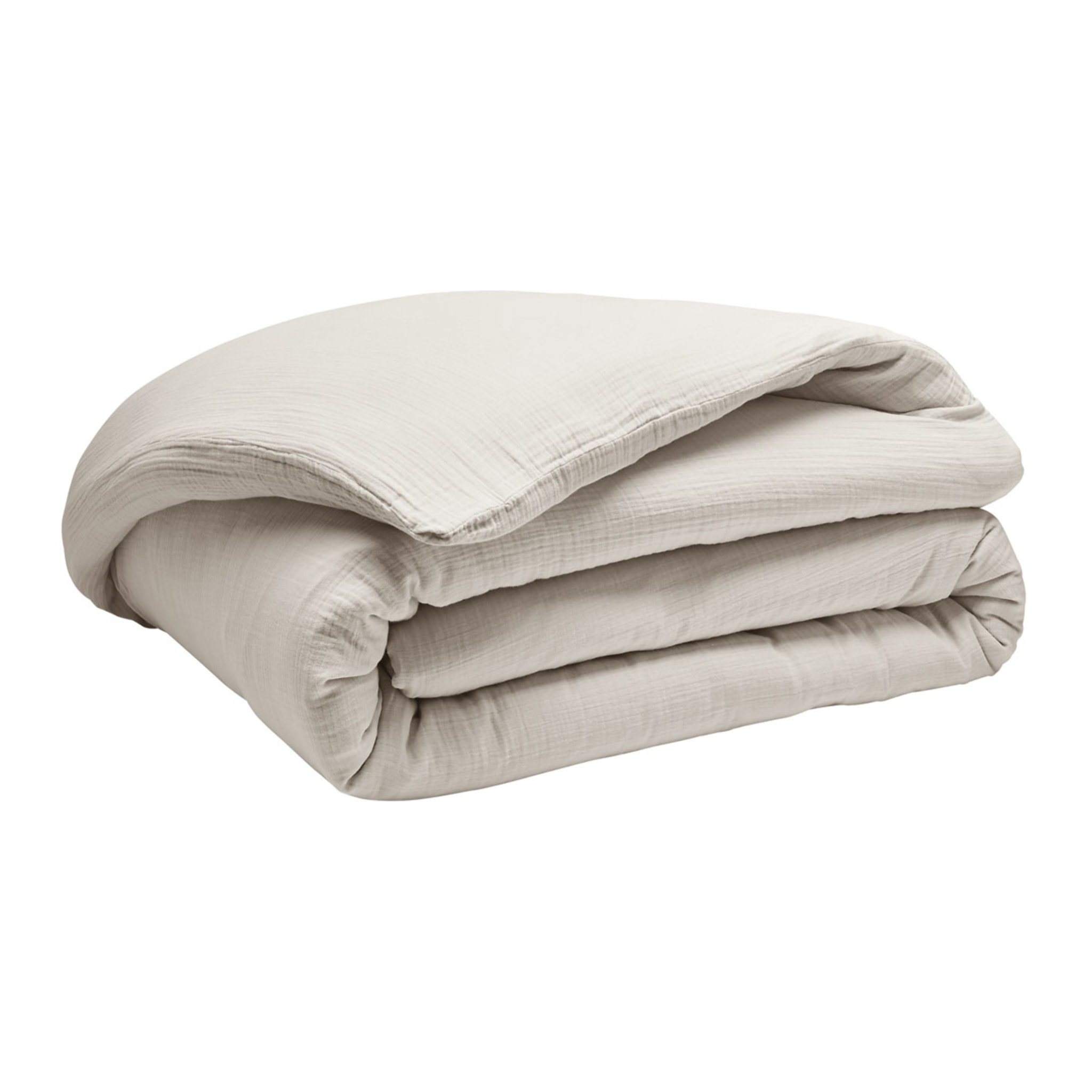 Housse de couette unie en gaze de coton lavée, TENDRESSE, Greige