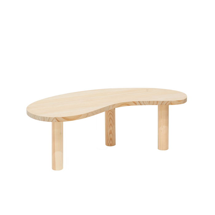 Table basse en bois massif aux formes organiques en teinte naturelle en différentes tailles