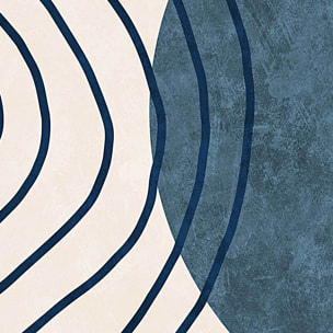 Tableau abstrait lignes et formes bleues Toile imprimée