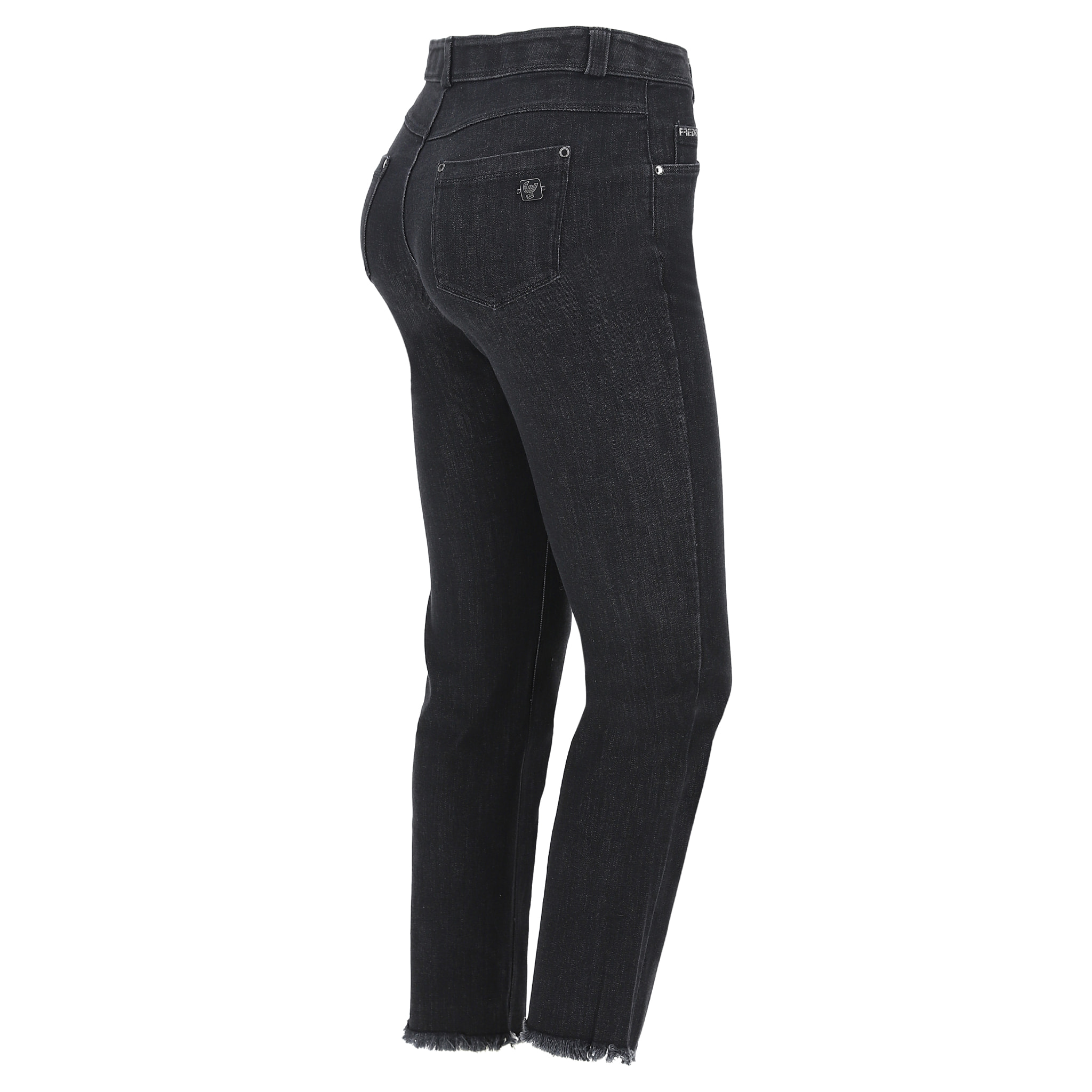 Jeans in denim FREDDY BLACK cropped svasati e fondo sfrangiato