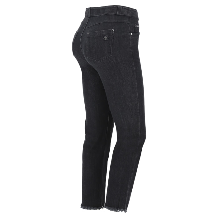 Jeans in denim FREDDY BLACK cropped svasati e fondo sfrangiato