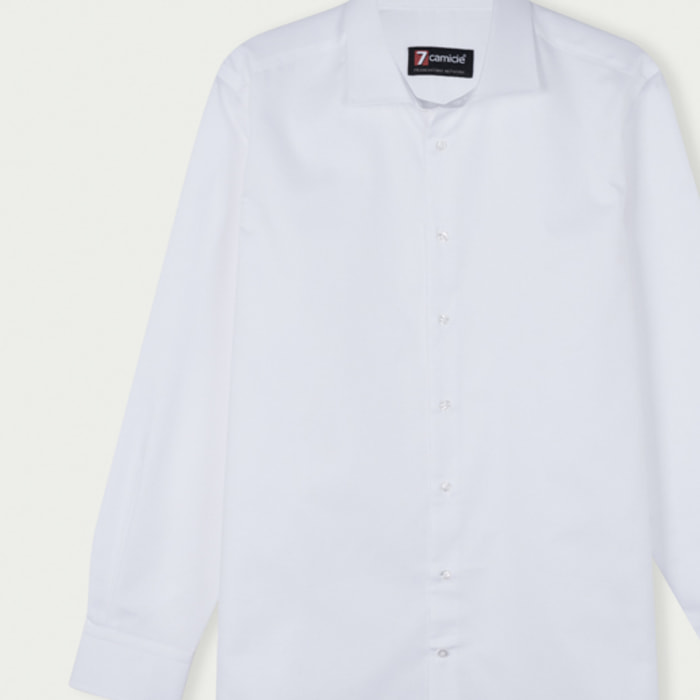 Camicia Uomo 1 Bottone Francese Slim Jacquard Fantasia Bianco