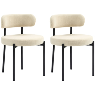 Lot de 2 chaises – Tissu bouclé – Design moderne