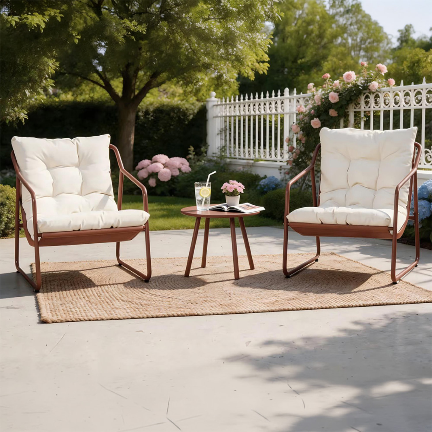 Ensemble de jardin 2 fauteuils terracotta avec table basse ANTHI