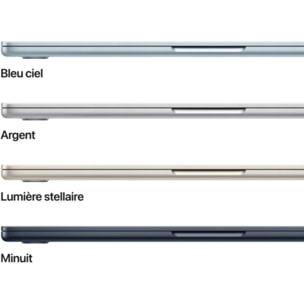 Ordinateur Apple MACBOOK Air 13" Puce M5 CPU 10 / GPU 8 coeurs Mémoire RAM 16Go Stockage 512Go SSD Minuit