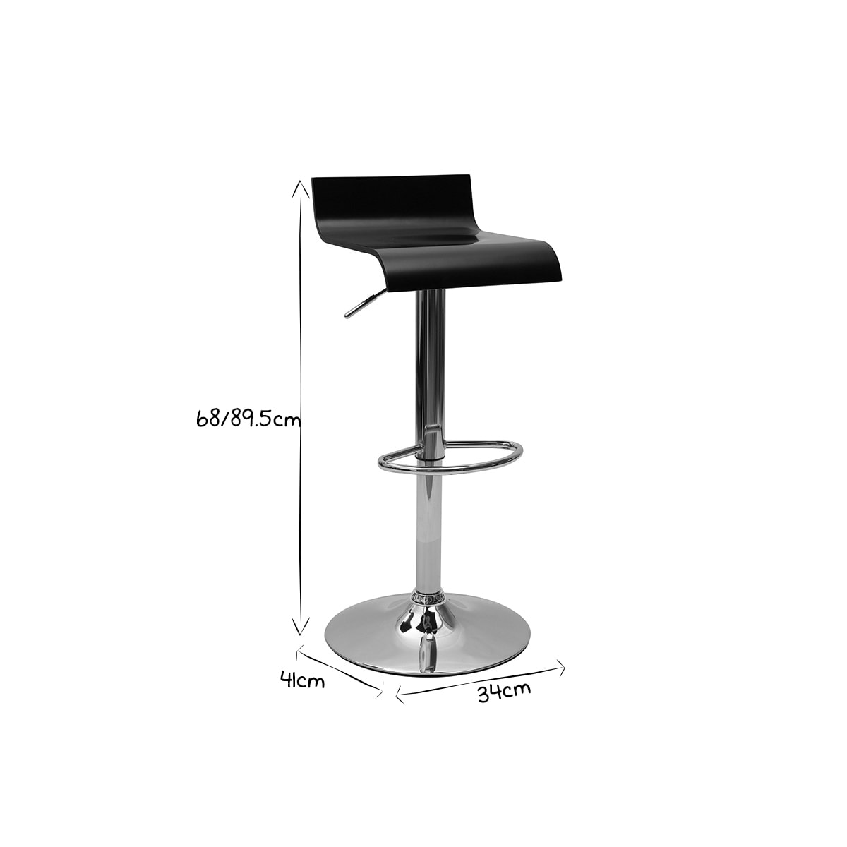 Tabouret de bar design noir SURF V2