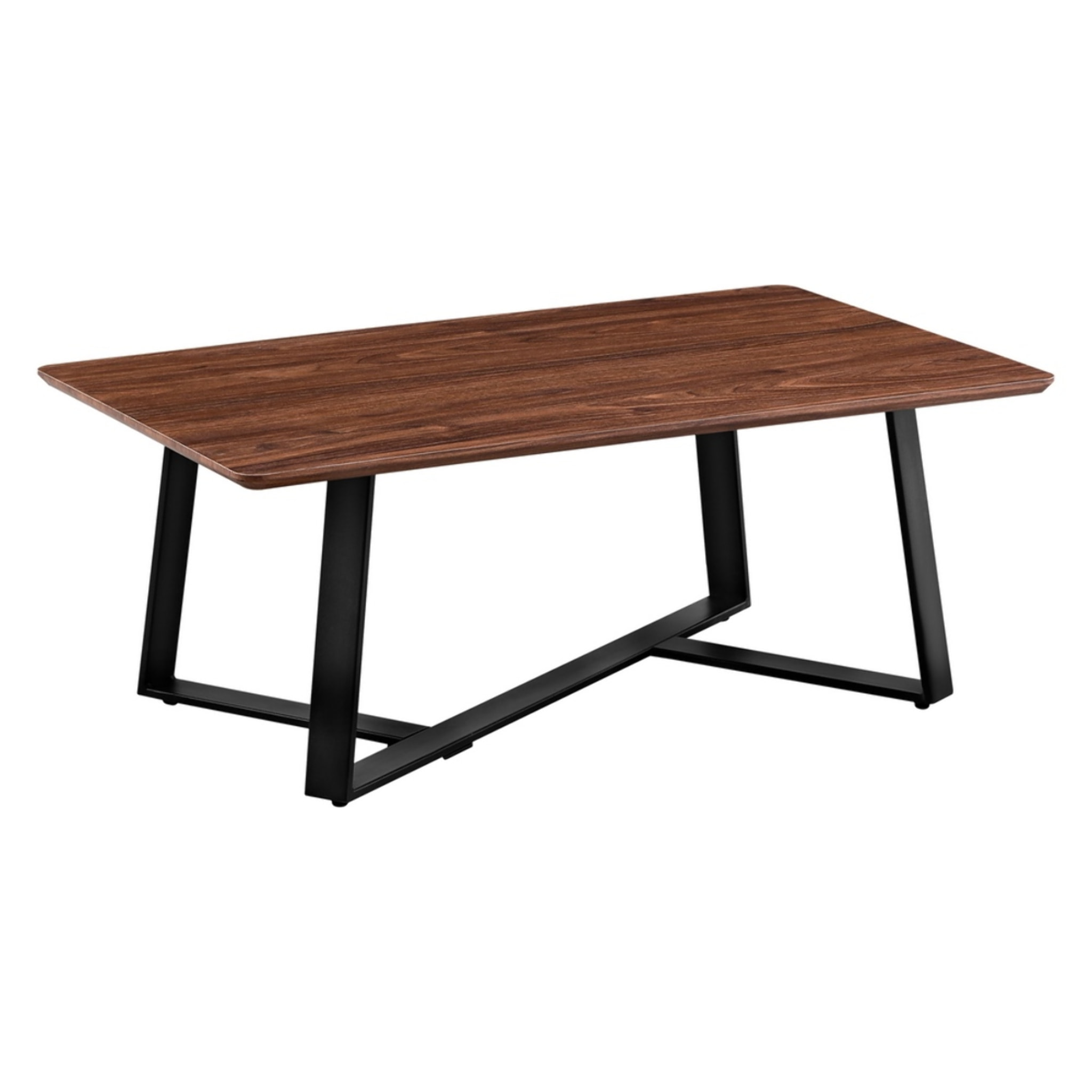 Tavolino basso da caffè con top color noce e gambe nere - Valencia