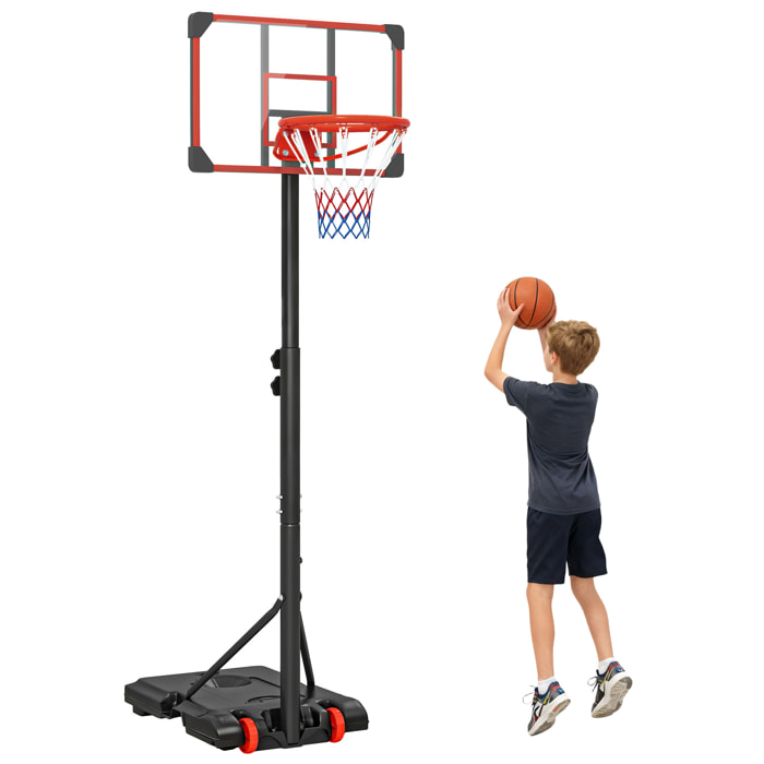 Canasta de Baloncesto para Exterior, Altura Ajustable 178-208 cm, Canasta de Baloncesto Portátil con Tablero Irrompible, Ruedas y Base Rellenable con Ranura, para Adolescentes y Adultos