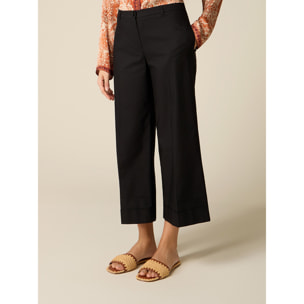 Oltre - Pantalones cropped de mezcla de algodón - Negro