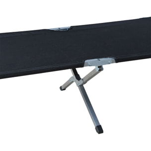 Cama de Camping Plegable Cama de Acampada con Marco Metálico Carga 136 kg para Playa Senderismo 193x64x40 cm Negro