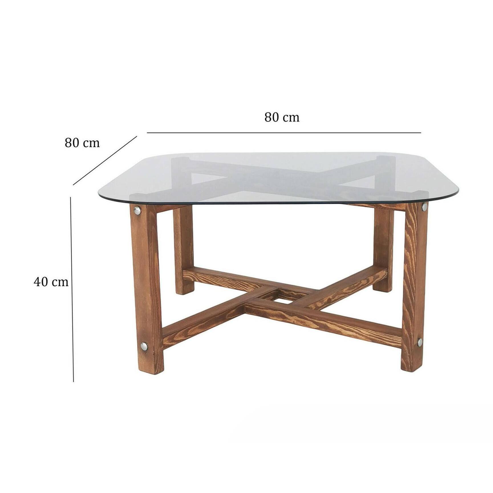 Tavolino da salotto Dgrillon, Tavolo basso da caffè, Portariviste per divano, Ripiano da soggiorno, 80x80h40 cm, Quercia