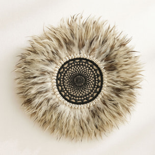 Décoration en plumes jujuhat naturelles et coquillages 50cm KAPAU