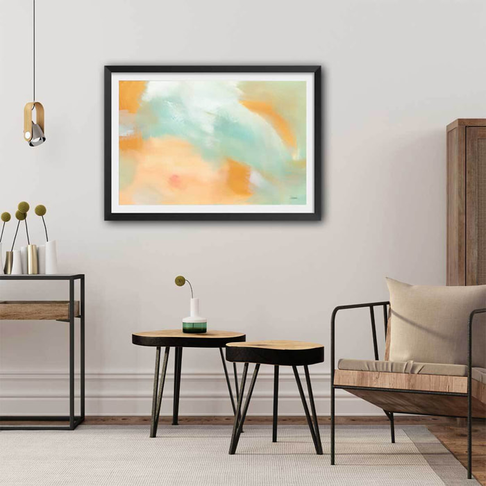 Poster orange blush Affiche + cadre en bois - Noir