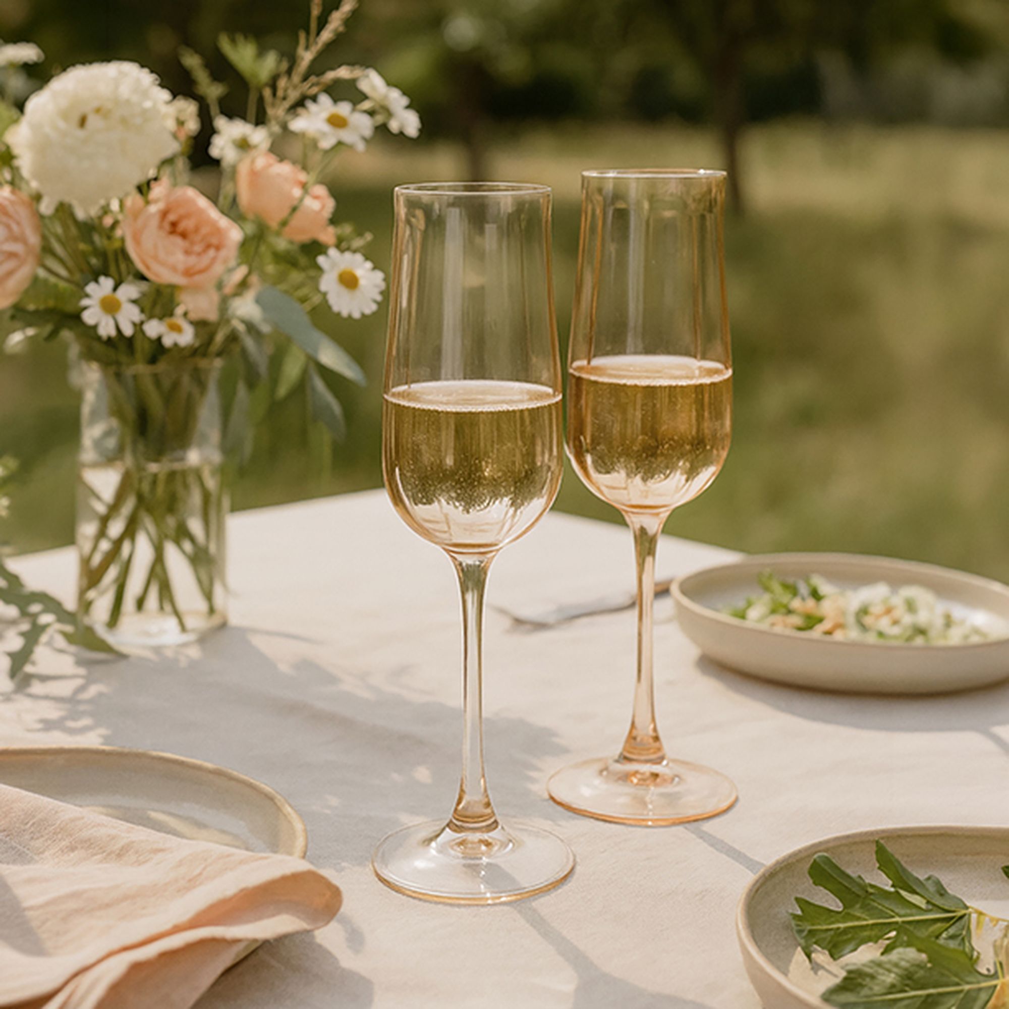 Lot de 4 flûtes en verre 24cl rose RIVIERA