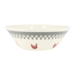 Lot de 6 coupelles en grès 16,5cm avec dessin poule GALLINA