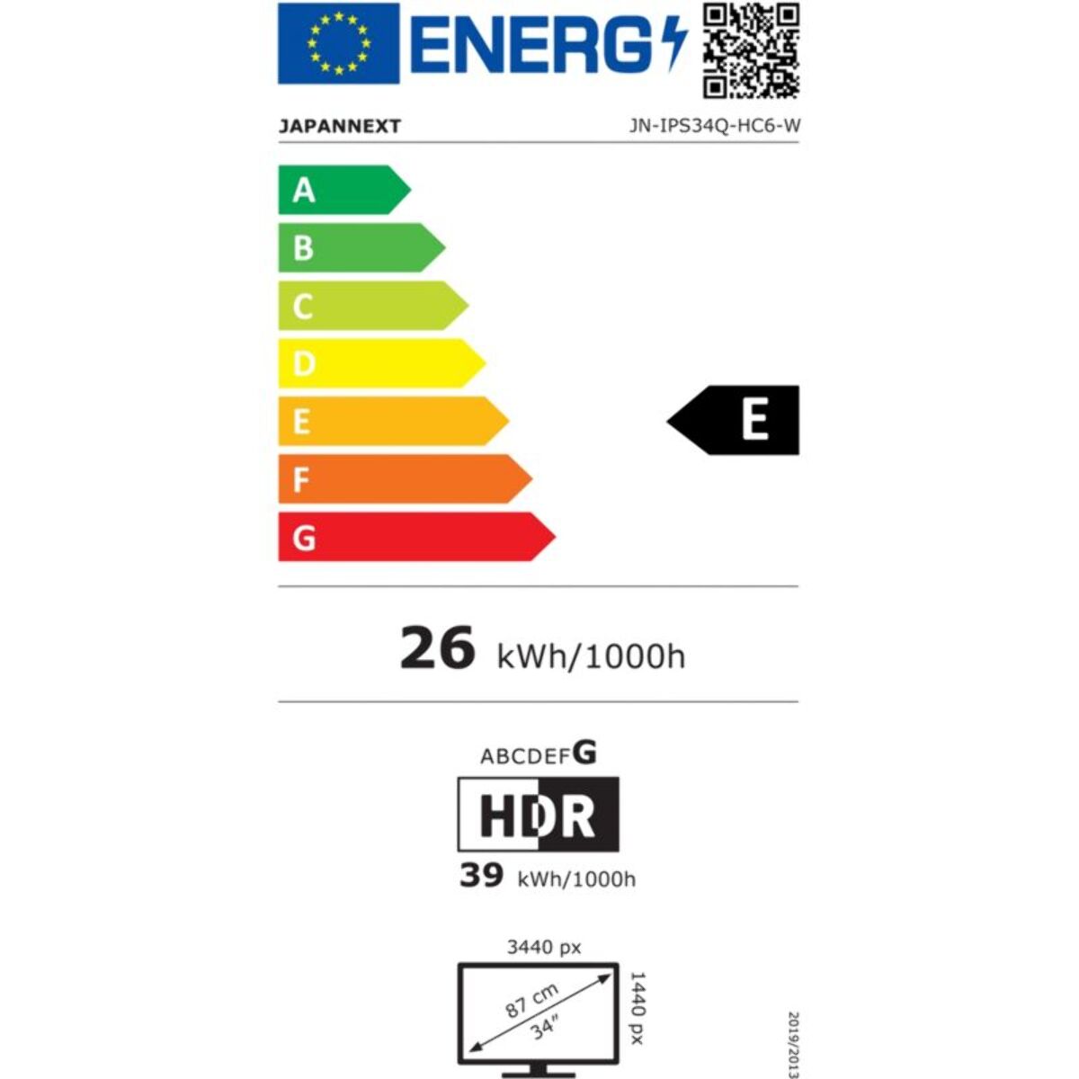 Ecran PC JAPANNEXT JN-IPS34Q-HC6-W 34'' IPS UWQHD HDR USB-C 90W KVM