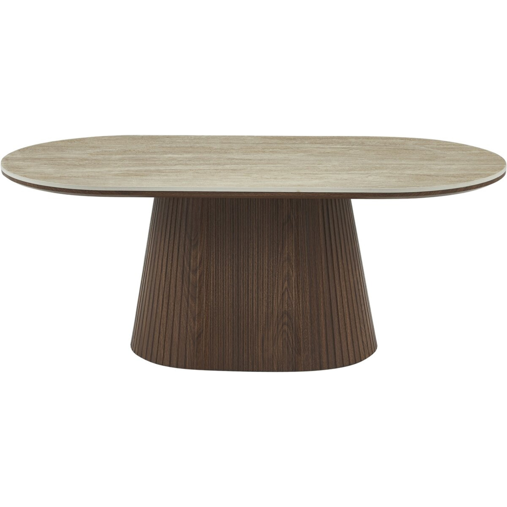 Table basse ovale en céramique "Portofino" - 120 cm -Travertin et marron