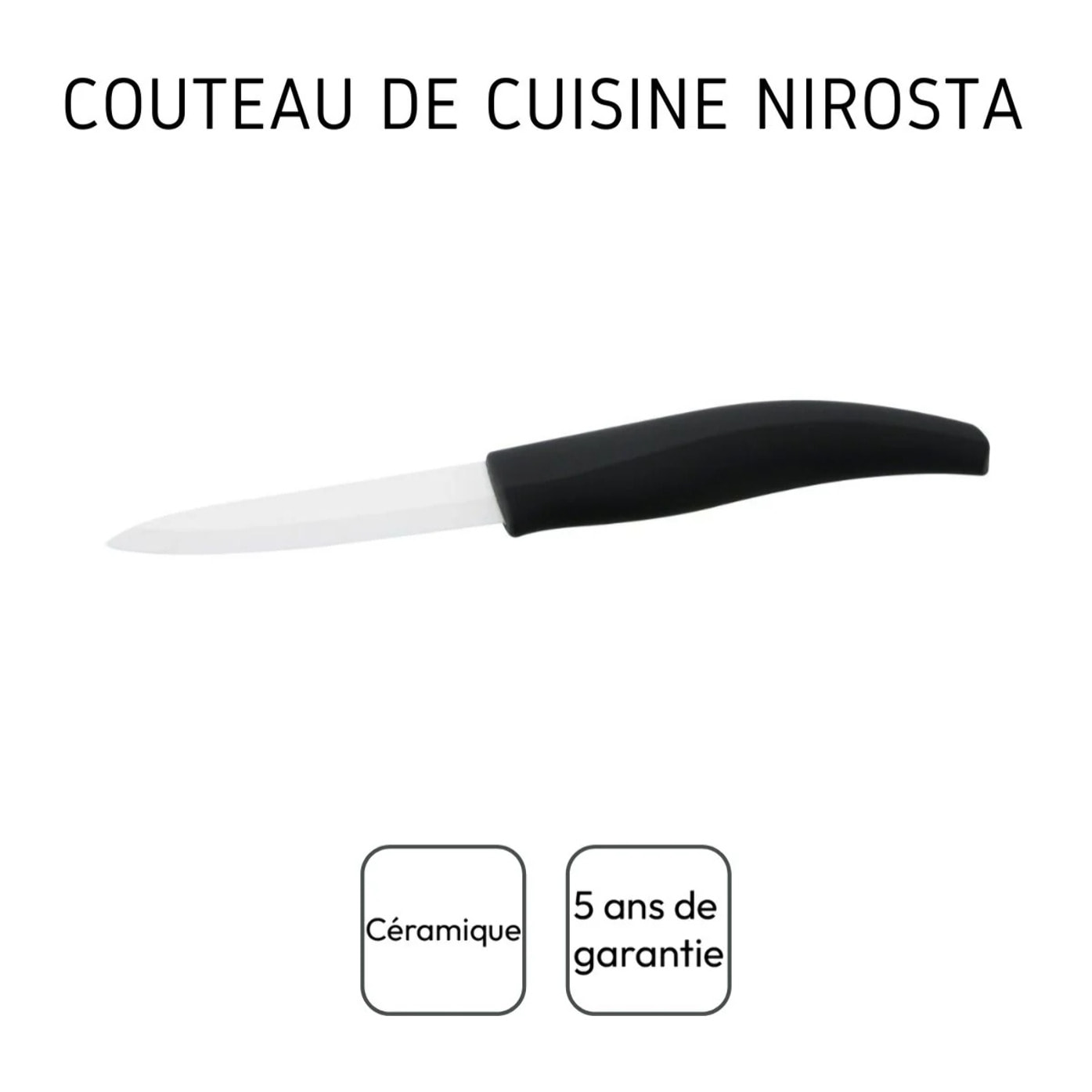 Couteau de cuisine avec lame en céramique de 7,5 cm Nirosta Céramique