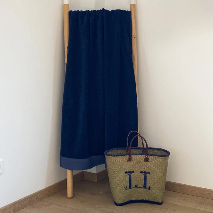 Serviette de bain éponge velours unie - Shady Bleu Marine - 140x180cm - 370g/m²