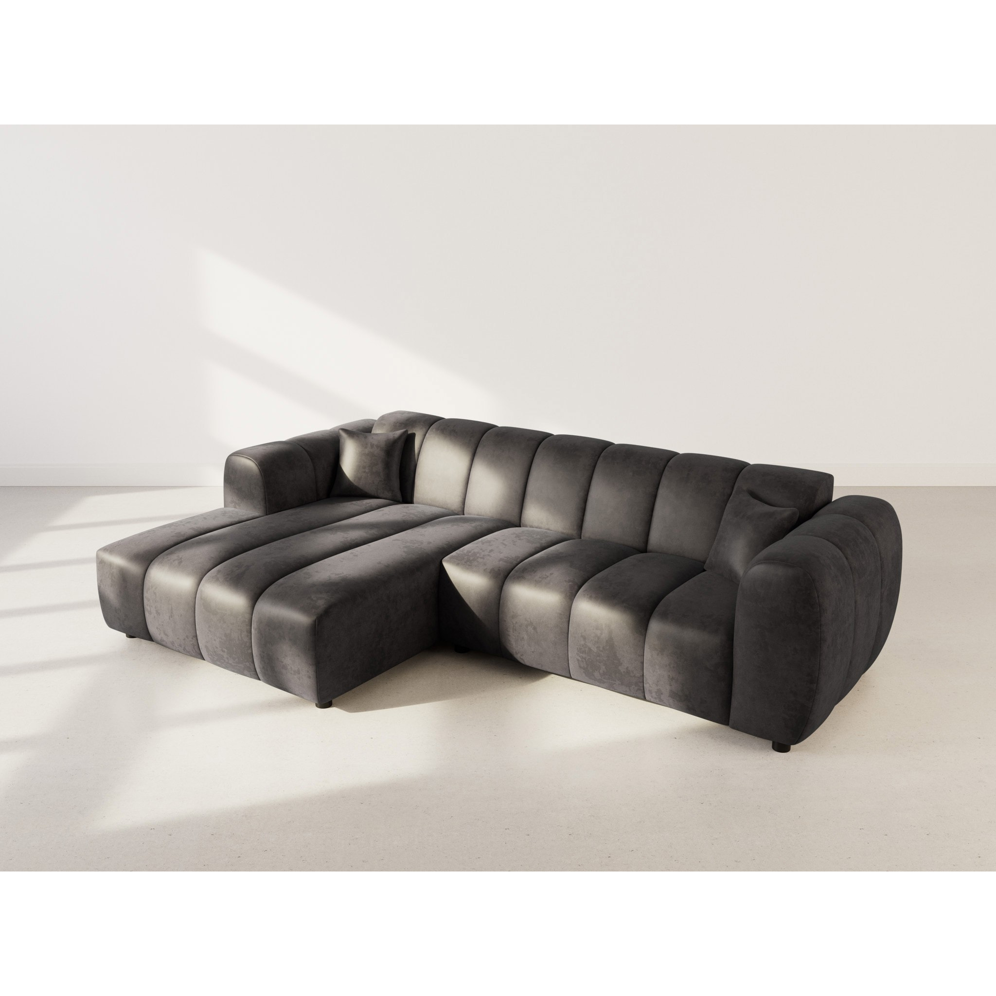 Curtis - canapé d'angle gauche 4 places en simili - Noir