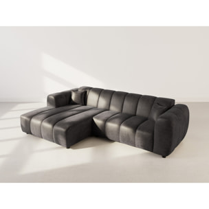 Curtis - canapé d'angle gauche 4 places en simili - Noir