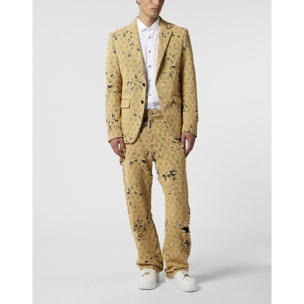 PHILIPP PLEIN Destroyed Denim Jacquard Blazer Monogram