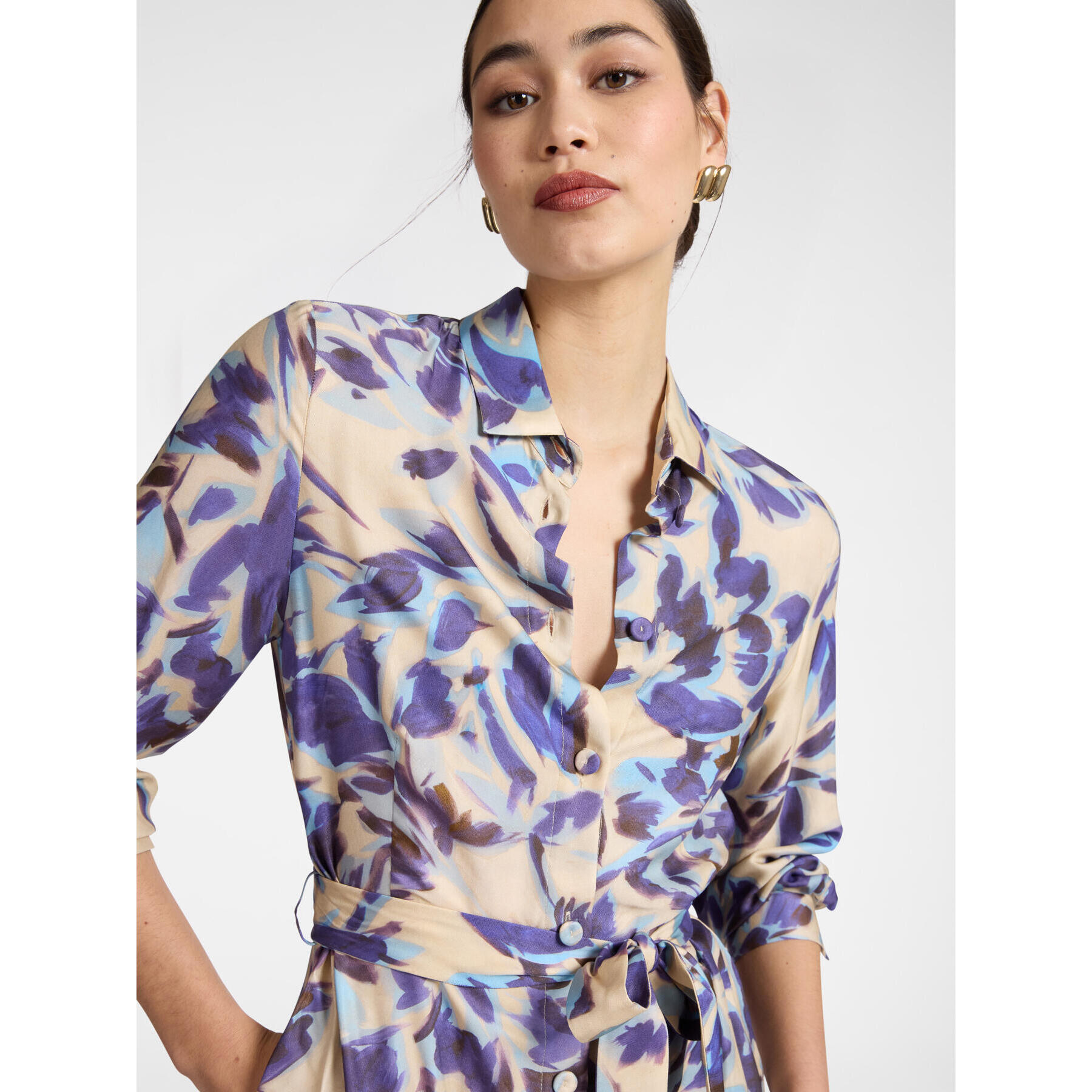 Elena Mirò - Vestido camisero estampado - Violeta