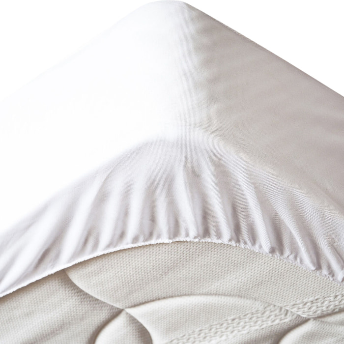 Protege Matelas 100% Polyester 205gsm Matelasse / Respirant Blanc