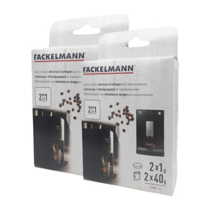 Ensemble de 2 Packs entretien détartrant et nettoyage pour machine à expresso Fackelmann Petit Déjeuner
