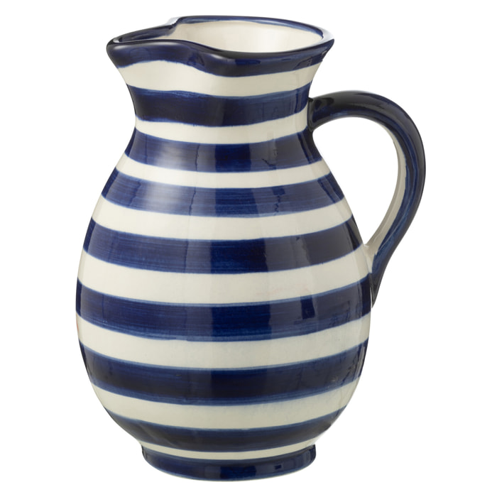 J-Line cruche Granada Stripes - céramique - blanc/bleu - medium