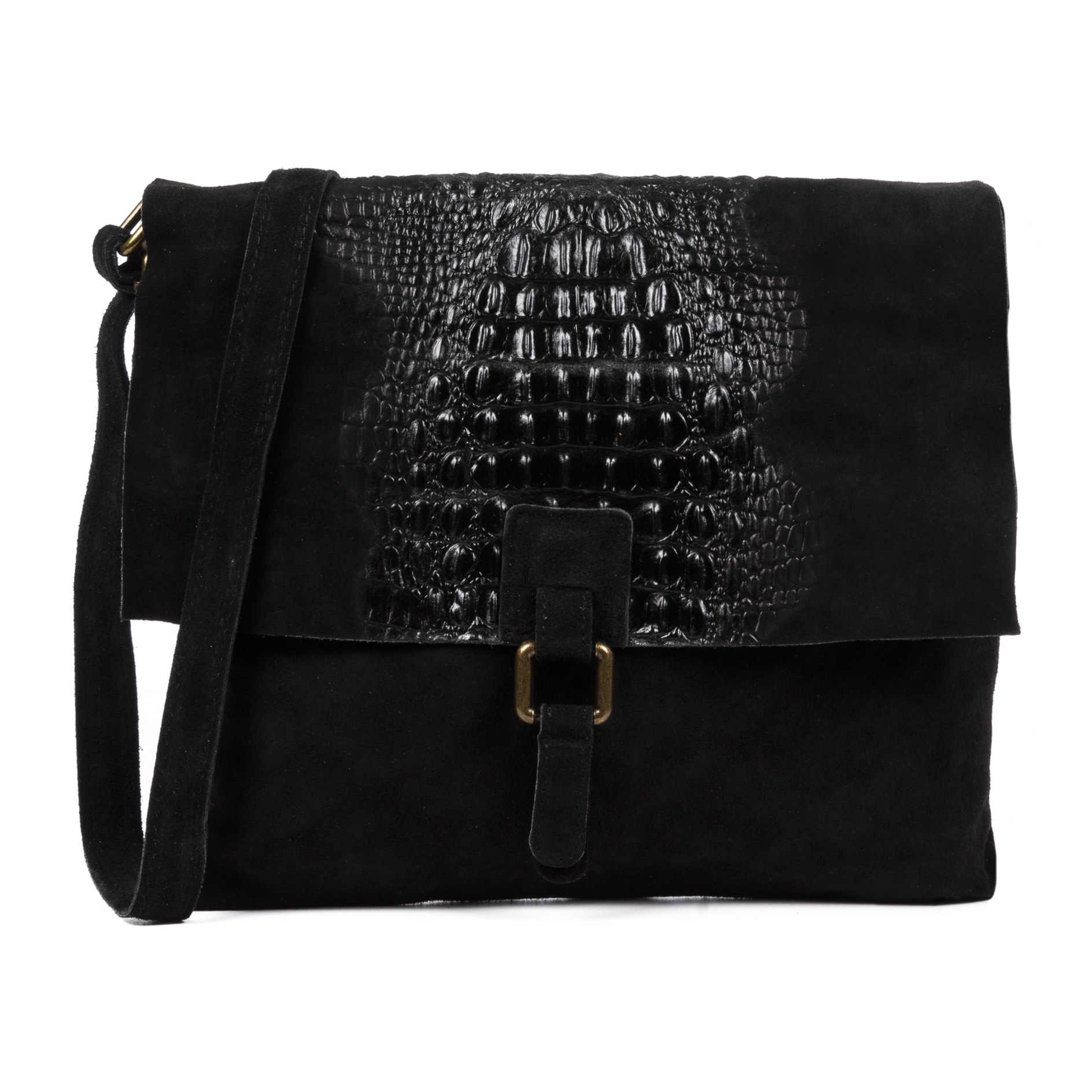 Daniela Borsa a tracolla Donna.Pelle autentica Camoscio Incisione Coccodrillo