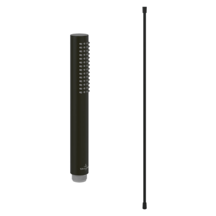 Pommeau de douche VILLEROY & BOCH Verve Showers Stick + Flexible de douche Universal Showers 160 cm Noir mat
