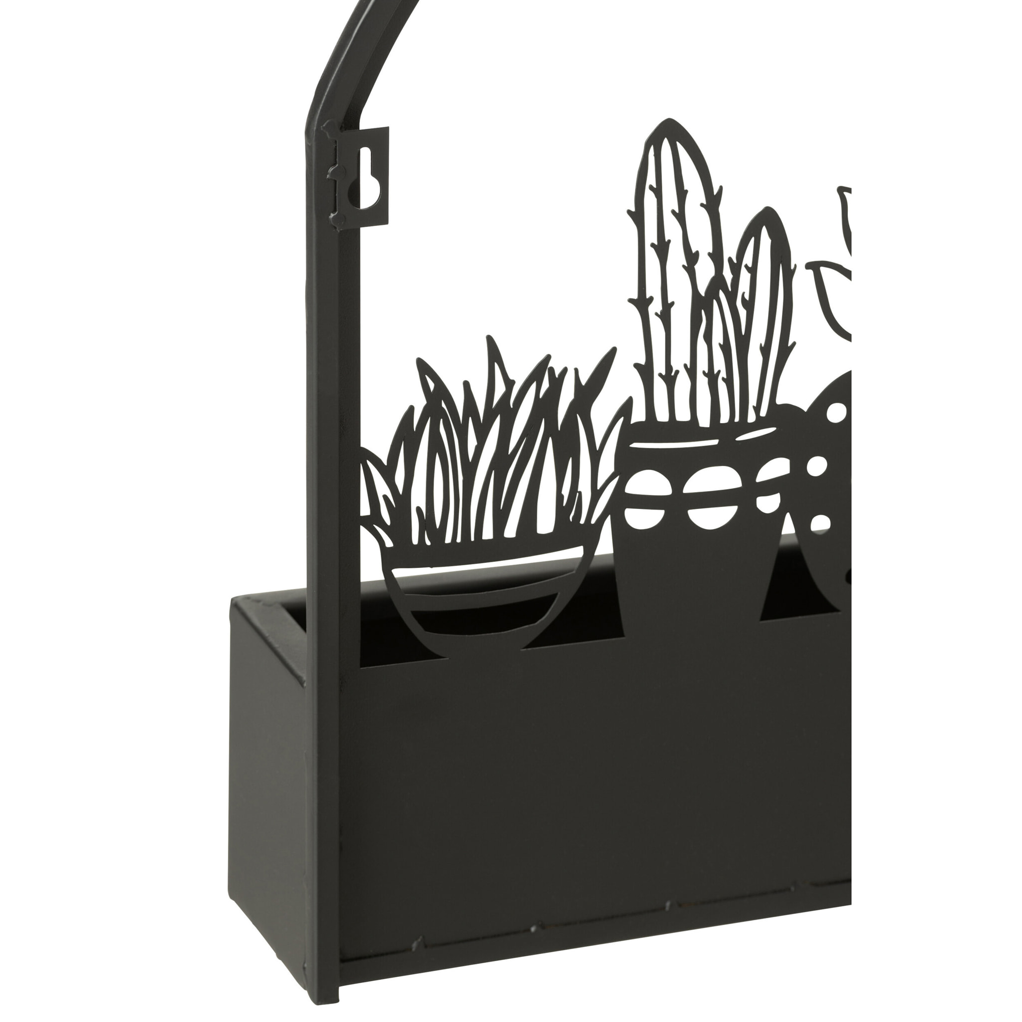 J-Line cache-pot murale Cactus - métal - noir - Ø 7.5 cm