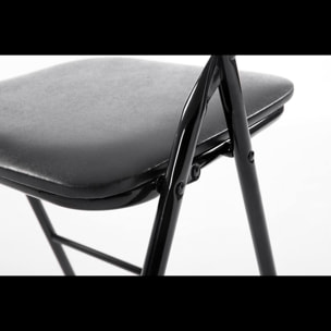 Set 6 Sedia Pieghevole Slim Opaca Metallo Sedie Salvaspazio Ufficio Casa Campeggio Salotto Cucina Ecopelle Comoda Seduta Imbottita 78x44x44 cm Nero
