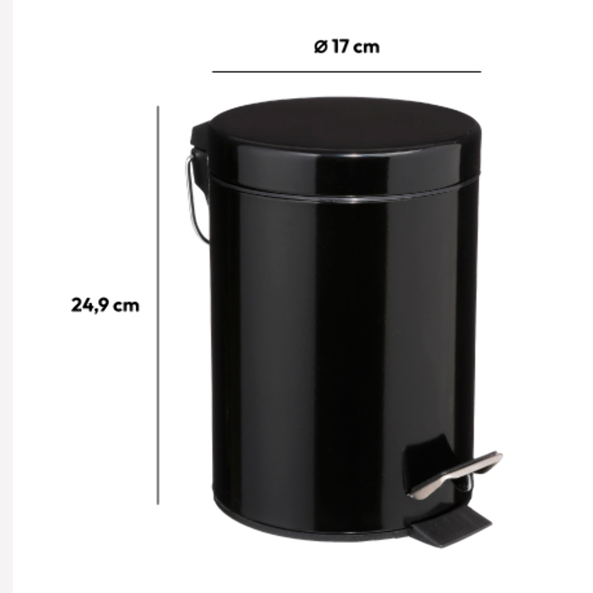 Poubelle ronde métal 3L Noir Colorama