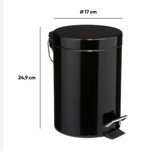 Poubelle ronde métal 3L Noir Colorama
