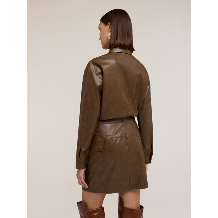 Motivi - Camicia con cravatta in tessuto spalmato - Verde militare