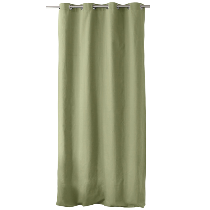Rideau coloré en pur coton 8 œillets - Vert Olive