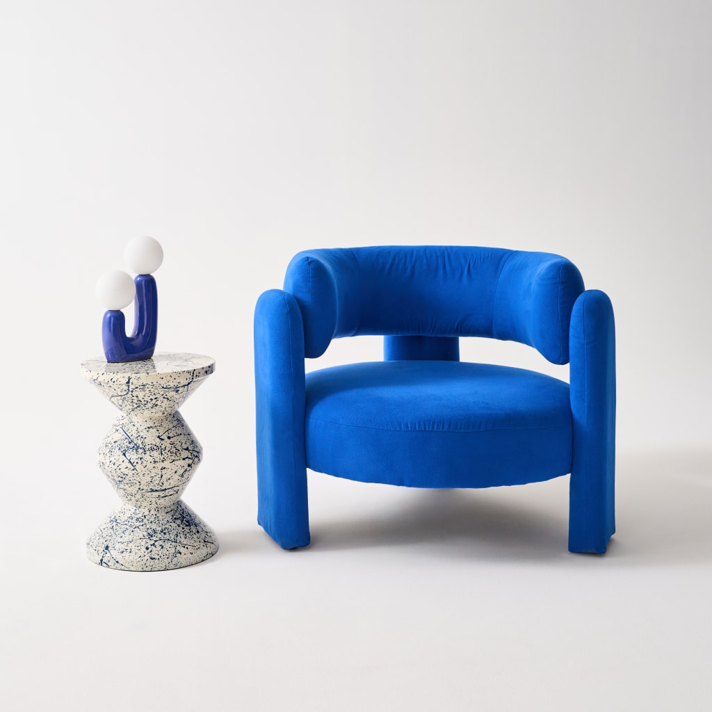 Table d'appoint, bout de canapé, table de chevet acier émaillé, motif moucheté Ø33 x H 47cm ZINA