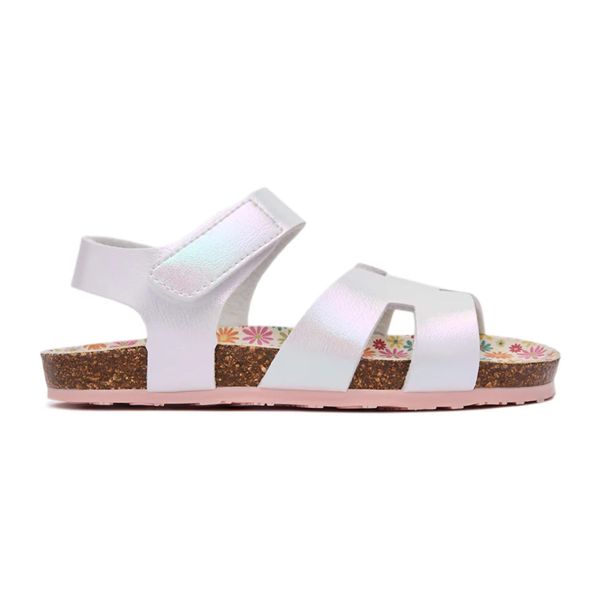 Sandalias Abiertas Bio de Niña en Blanco Iridiscente
