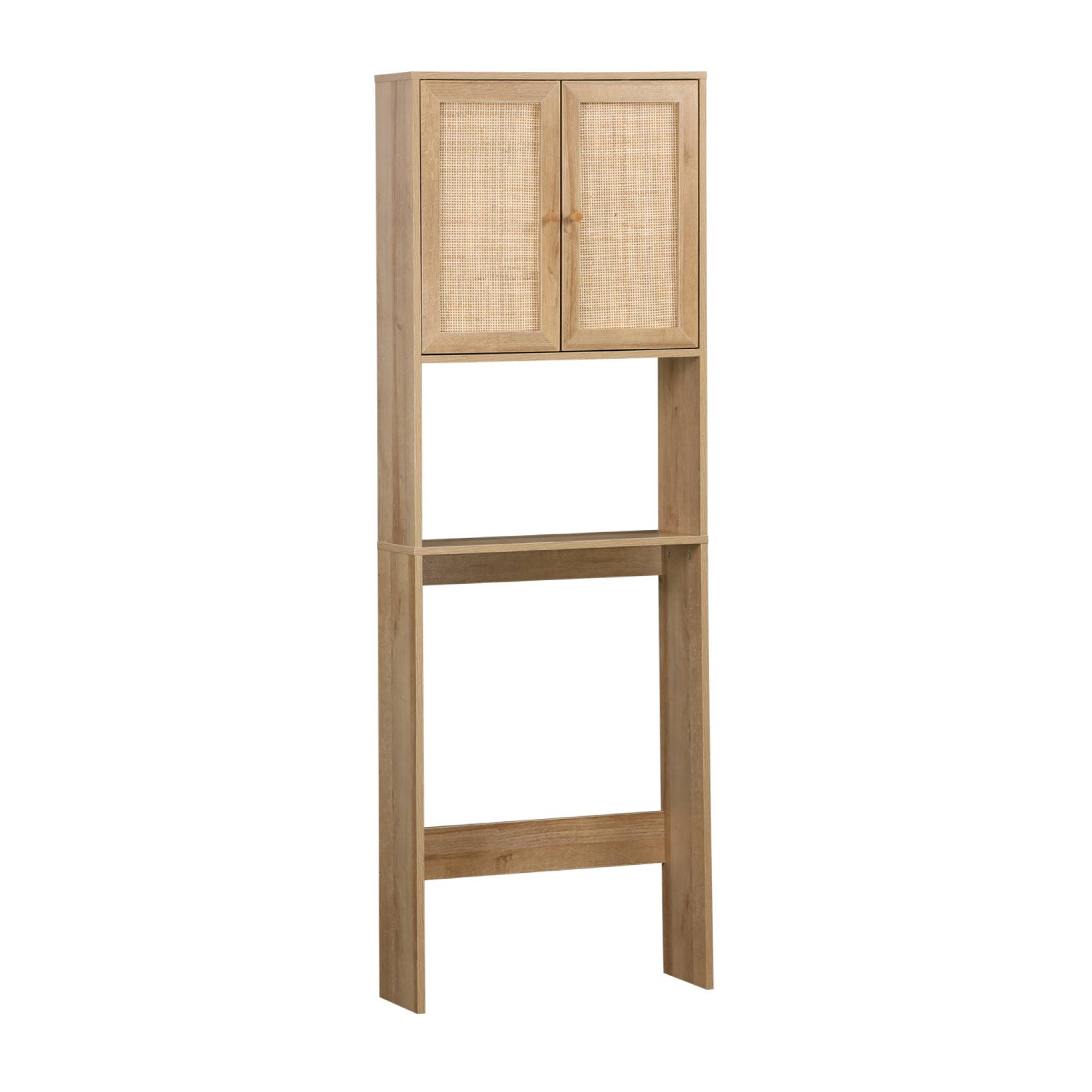 Etagère meuble WC décor bois et cannage BOHÈME