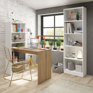 Pack escritorio y estantería Cosmic Plus Blanco Artik (Blanco Mate) - Roble Canadian