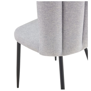 Lot de 2 chaises en tissu gris et pieds en métal noir - Rosy