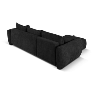 Canapé d'angle gauche convertible avec coffre de rangement "Matera" 4 places en chenille noir